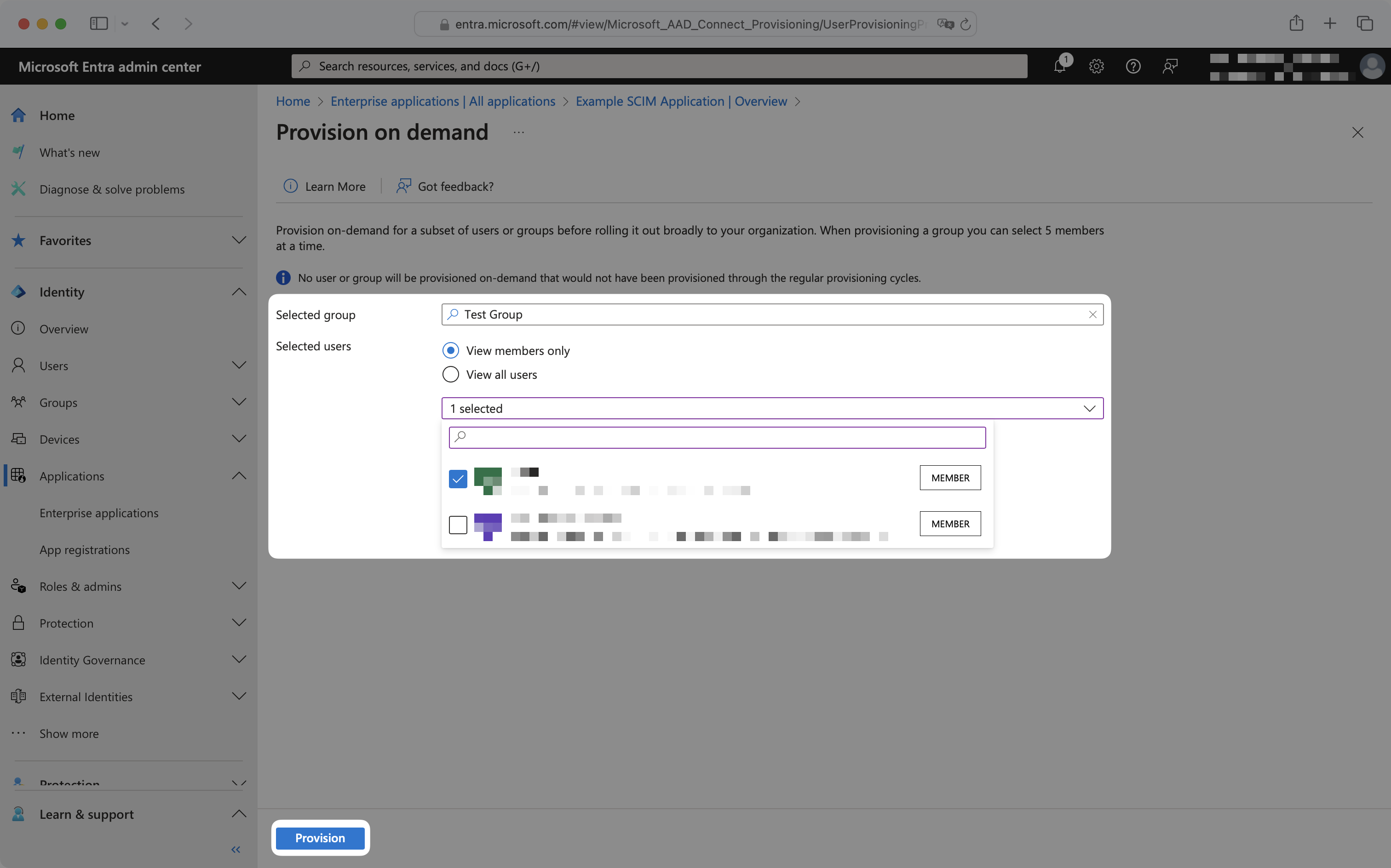 Entra ID provision group memberships on demand