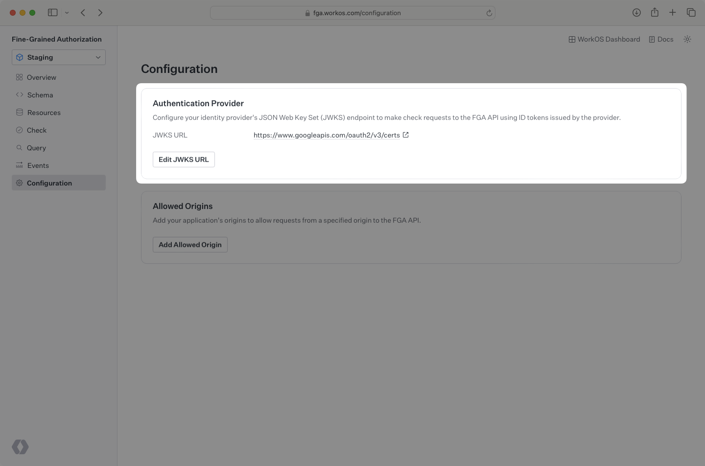 FGA JWKS Configuration