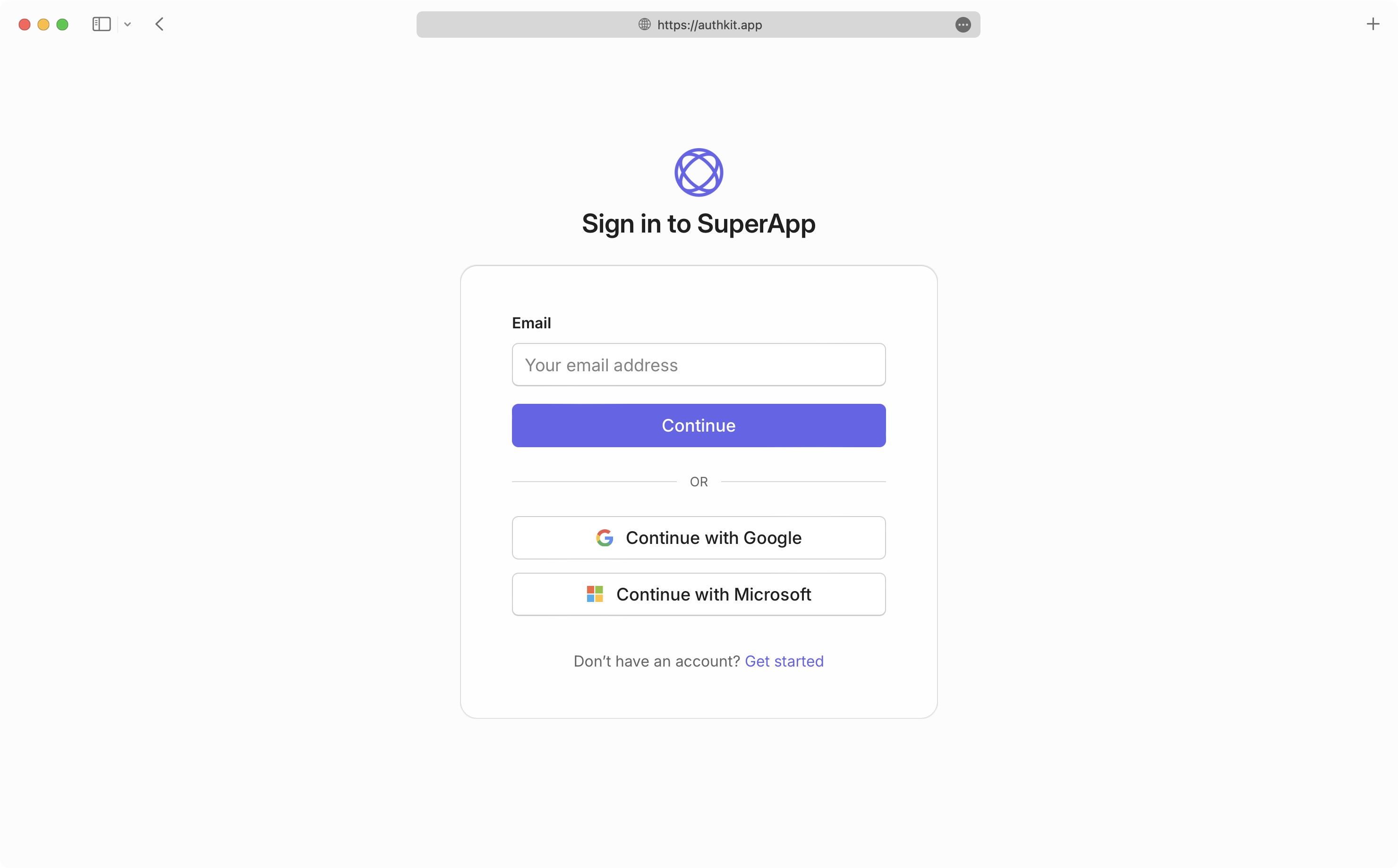 AuthKit sign-in UI