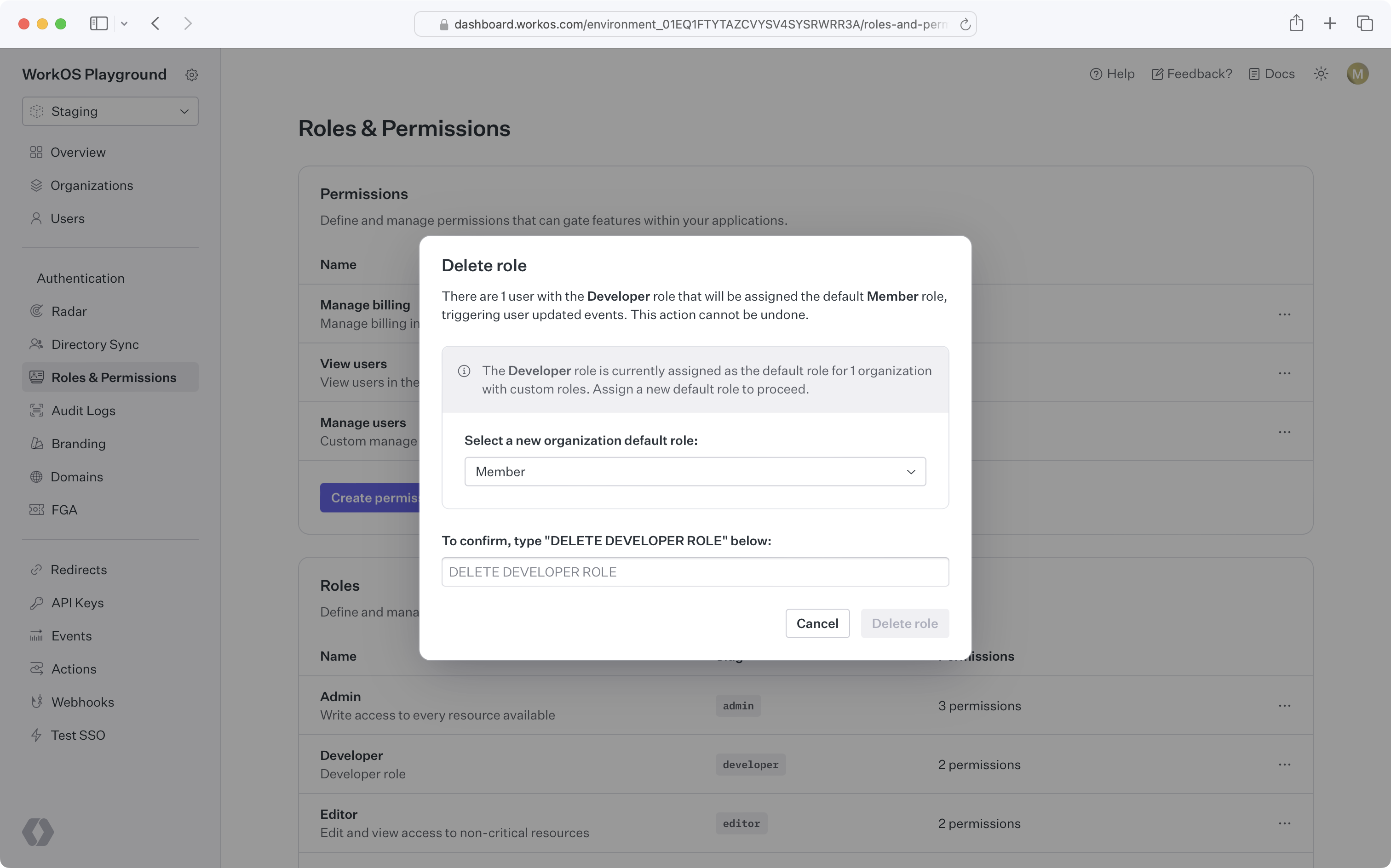 Select a replacement role