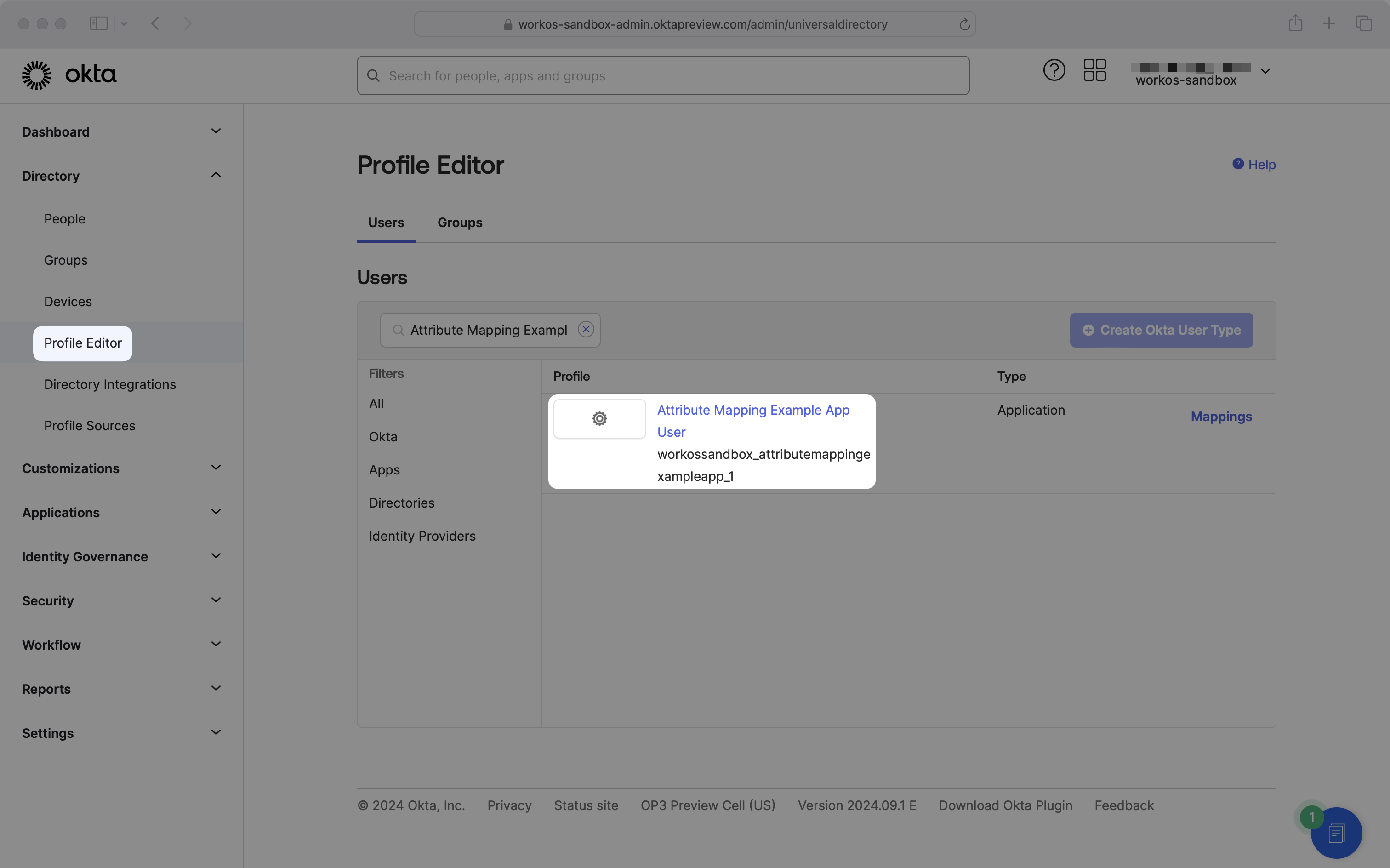 Okta profile editor