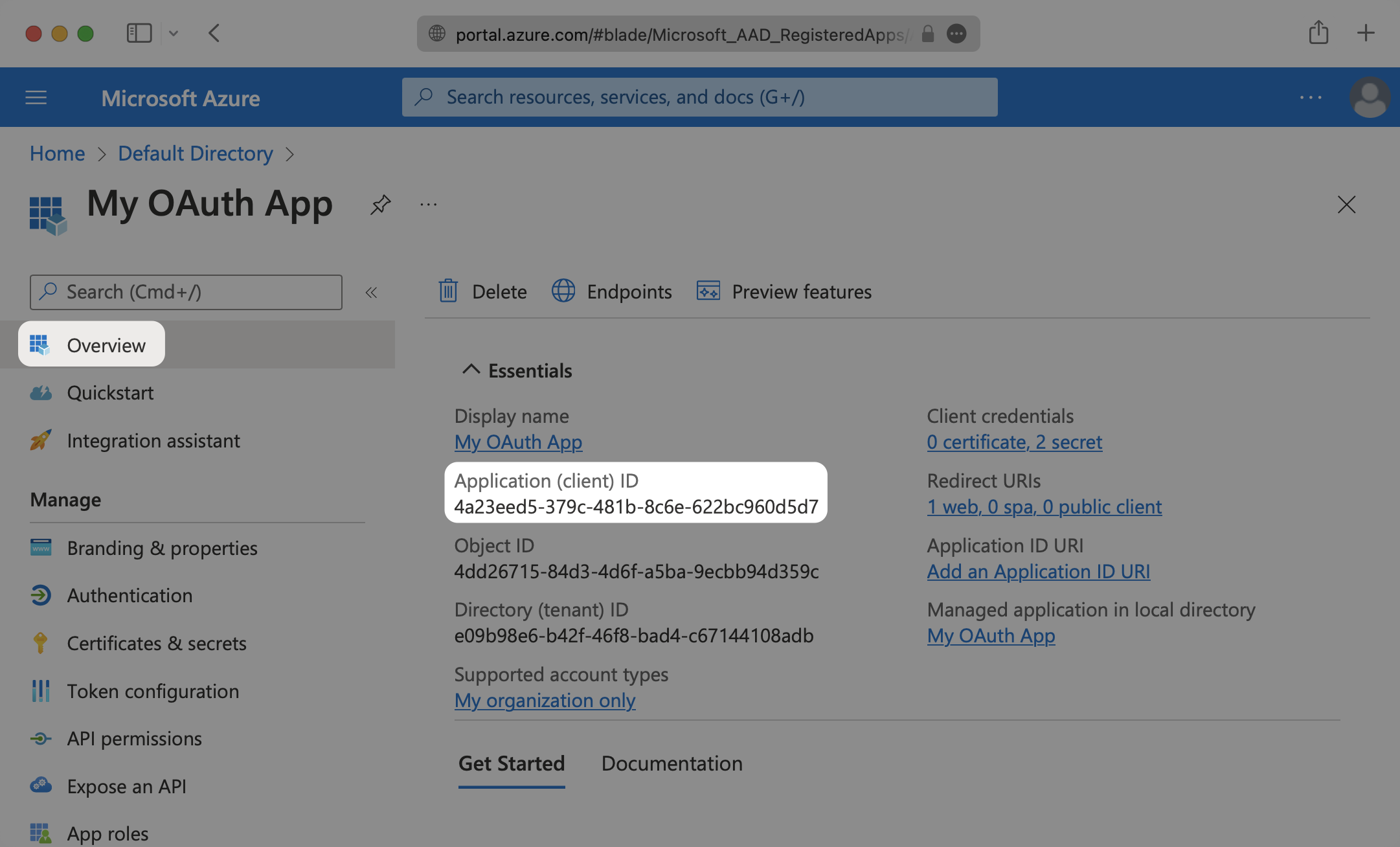 Where to copy the Entra ID Client ID.