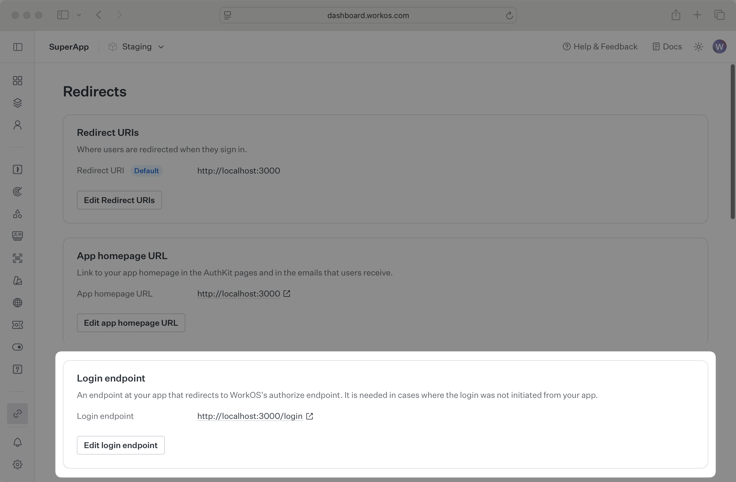Login endpoint