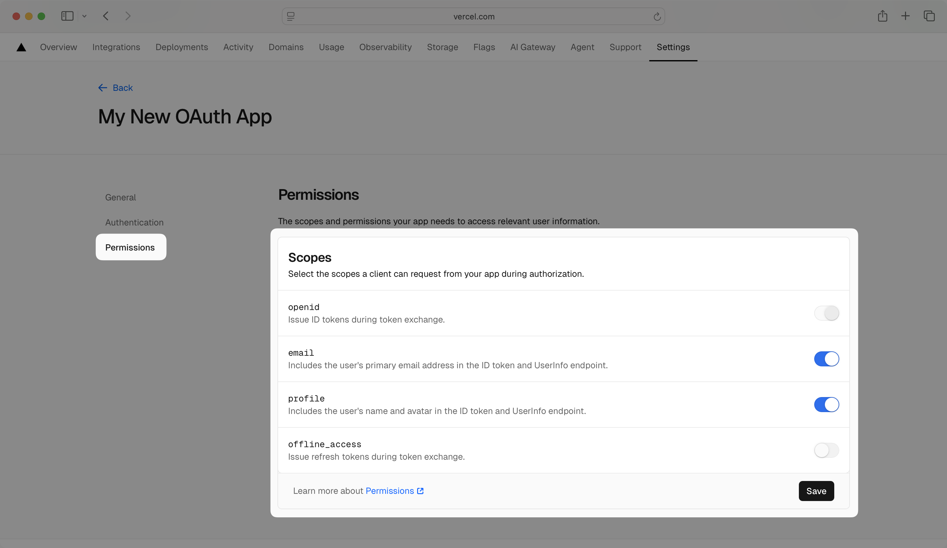 Configuring Scopes in Vercel