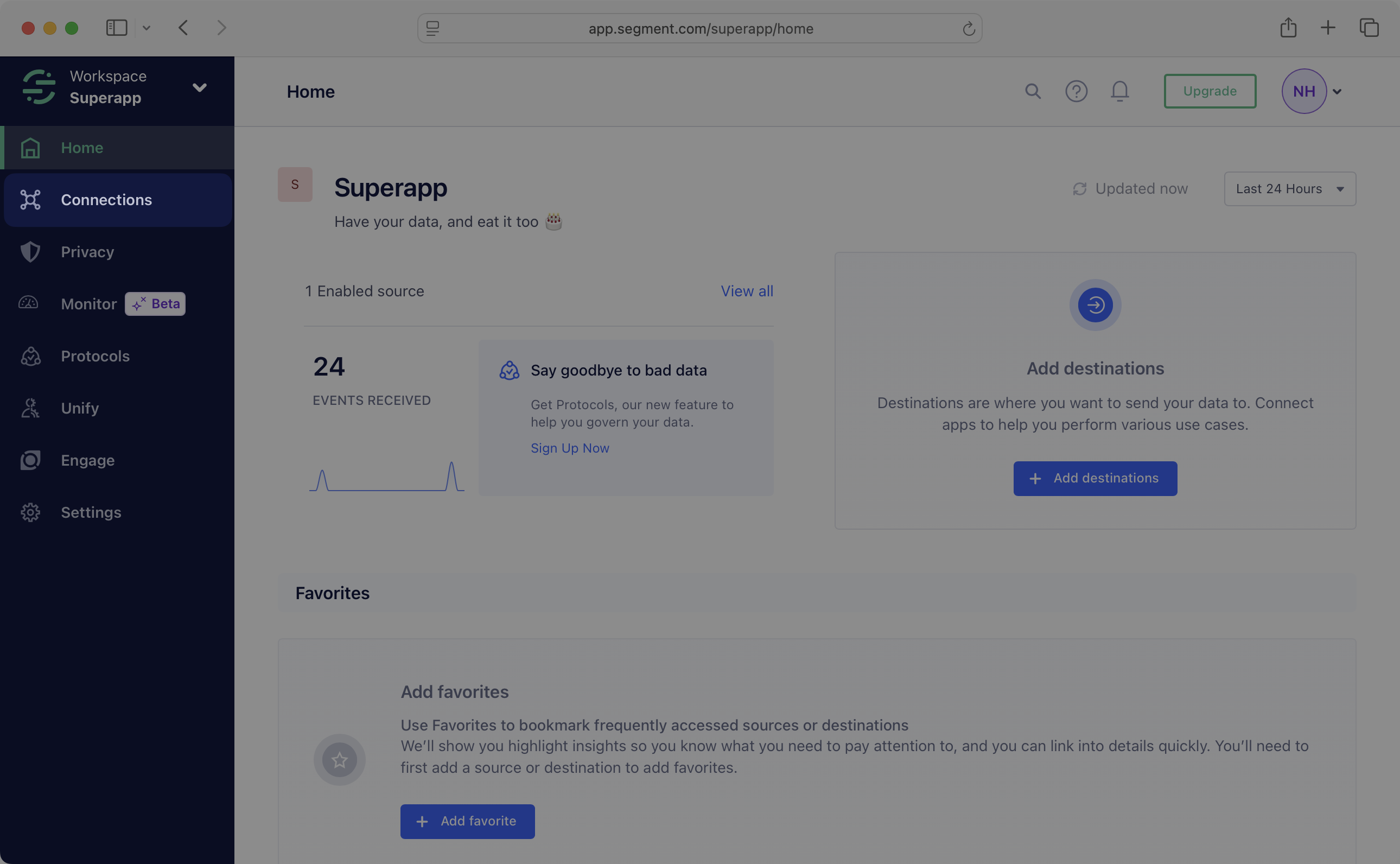Connections link in Segment