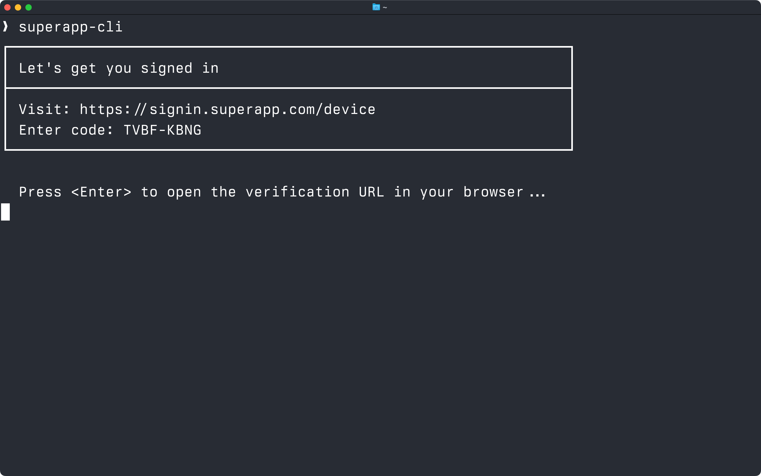 Screenshot of a command-line application showing login information