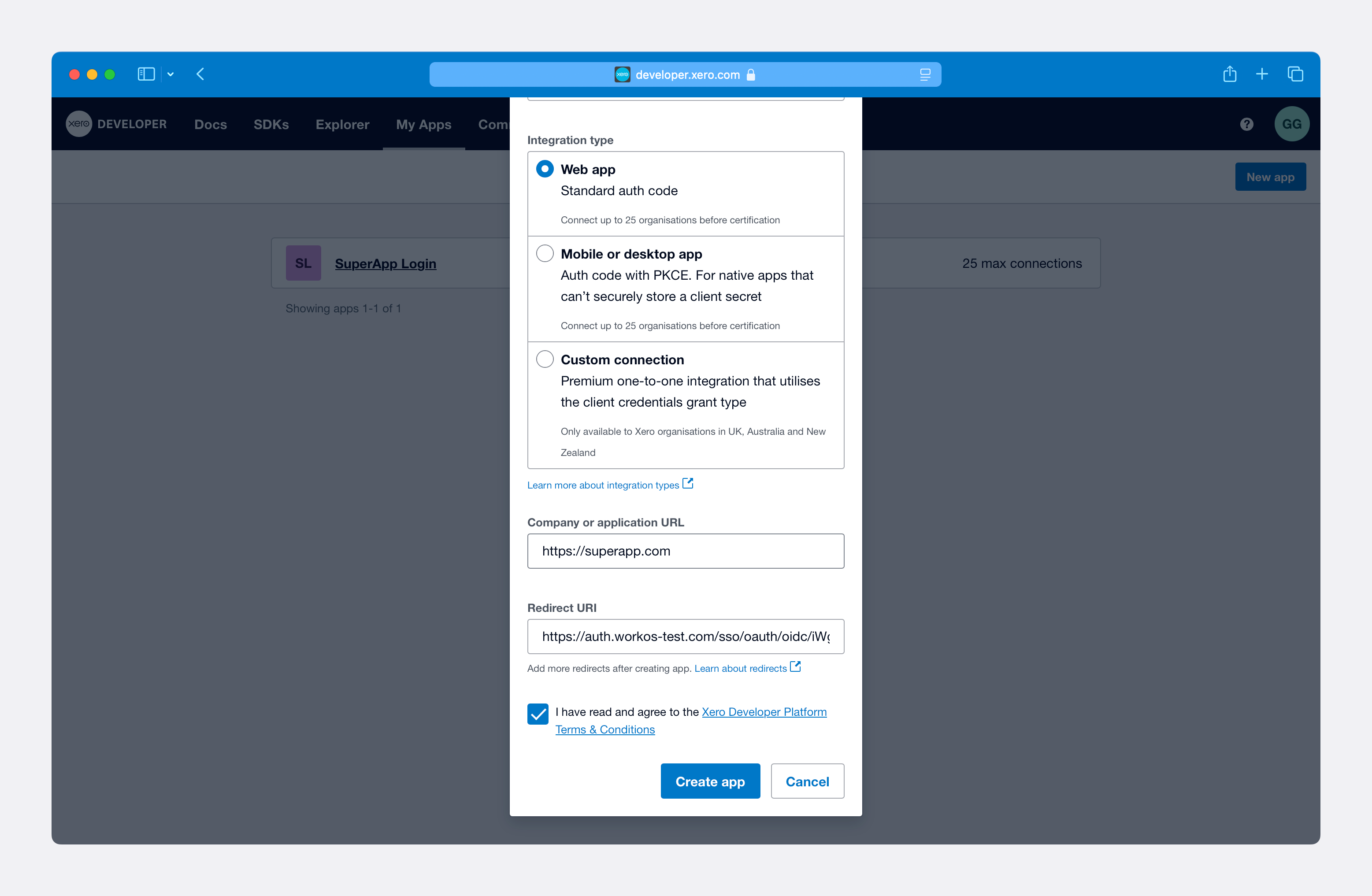 OAuth client credentials in the Xero application settings.