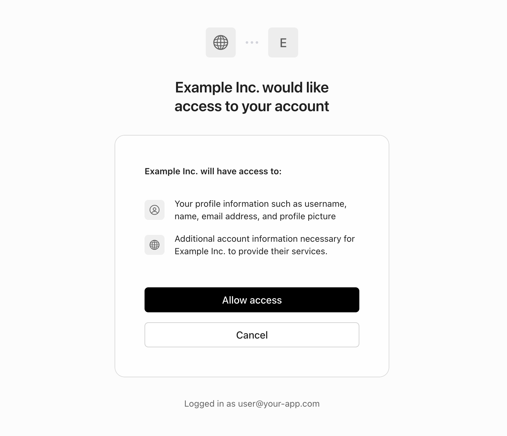 Screenshot of the application authorization screen in AuthKit.