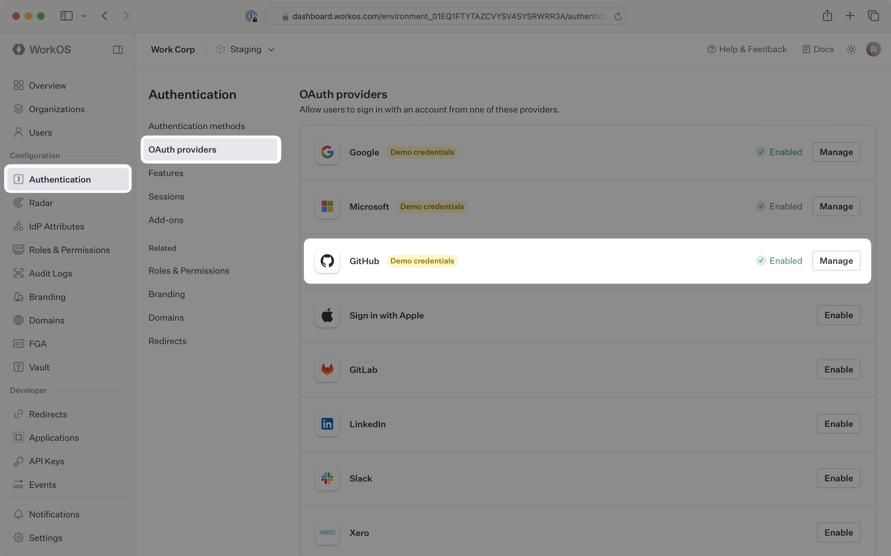 Open the GitHub configuration dialog