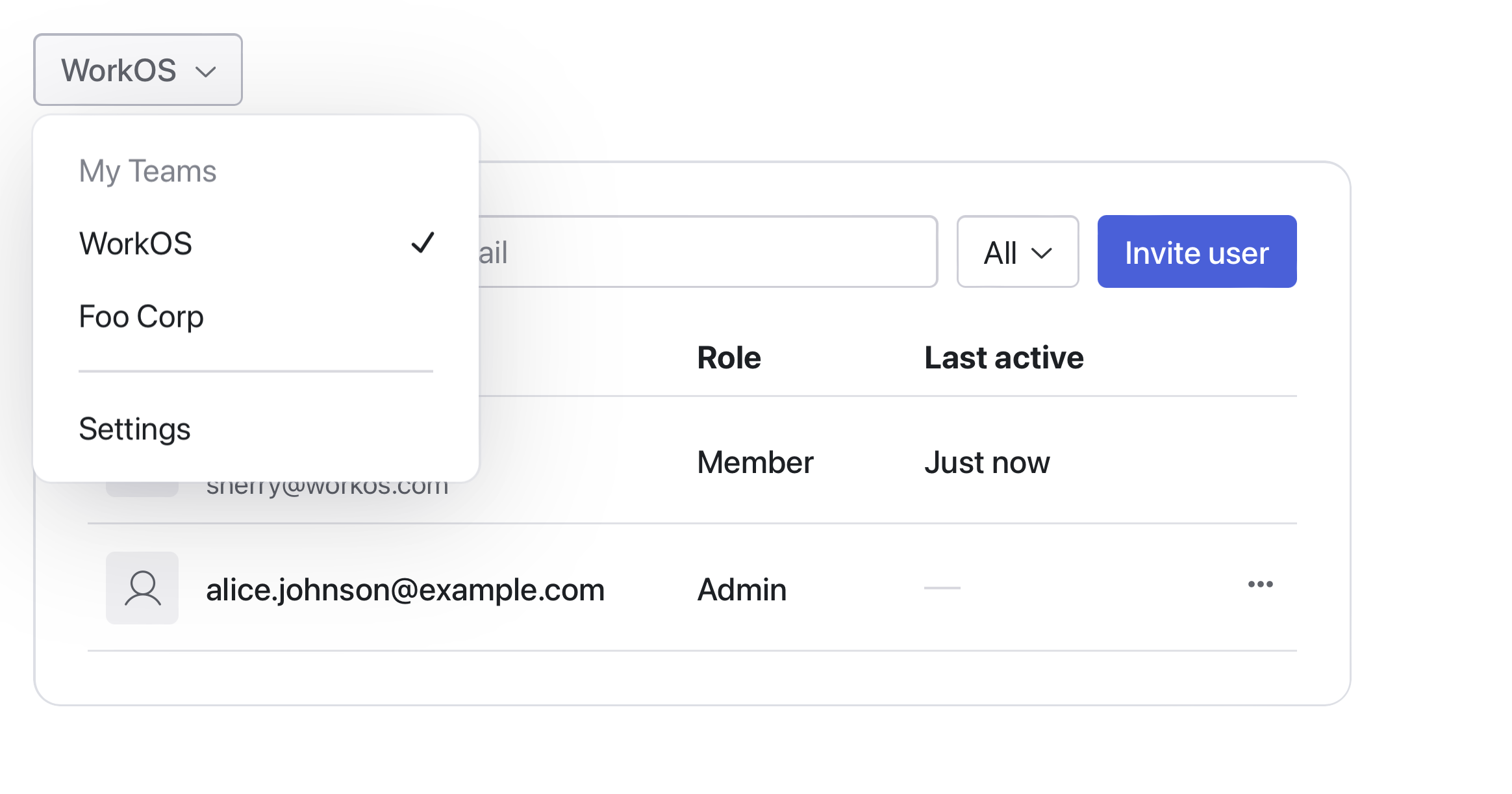 Organization Switcher screenshot