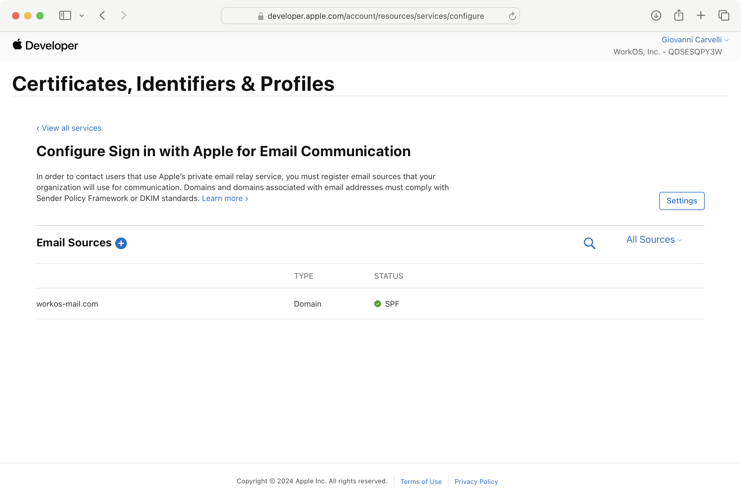 New domains with green check marks next to them.